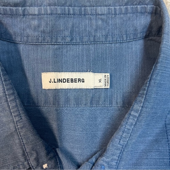 J Lindeberg Shirt Mens Extra Large Blue Chambray Button Up Long Sleeve Casual - Picture 4 of 6